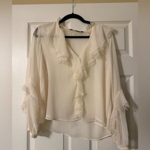 Zara Cream Ruffled Blouse